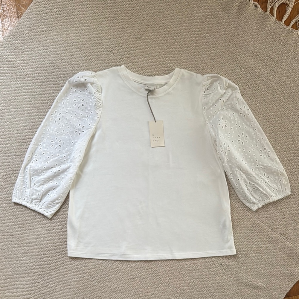 A New Day White Puff Sleeve Blouse